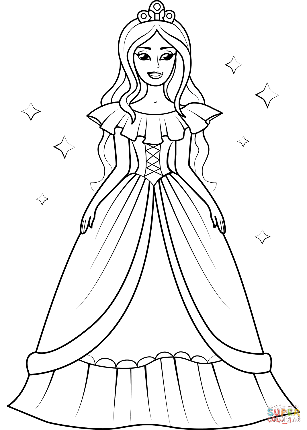 Barbie princess coloring page free printable coloring pages