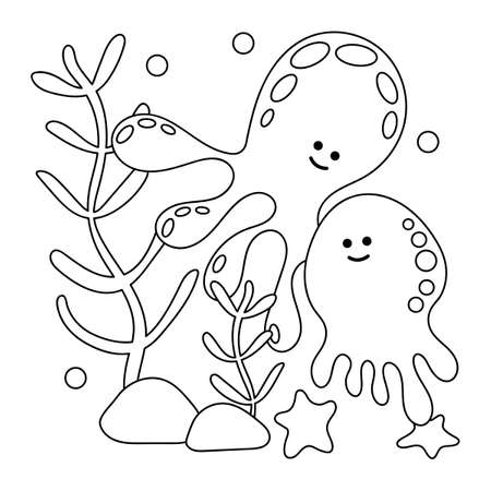 Magic sea life coloring pages cliparts stock vector and royalty free magic sea life coloring pages illustrations