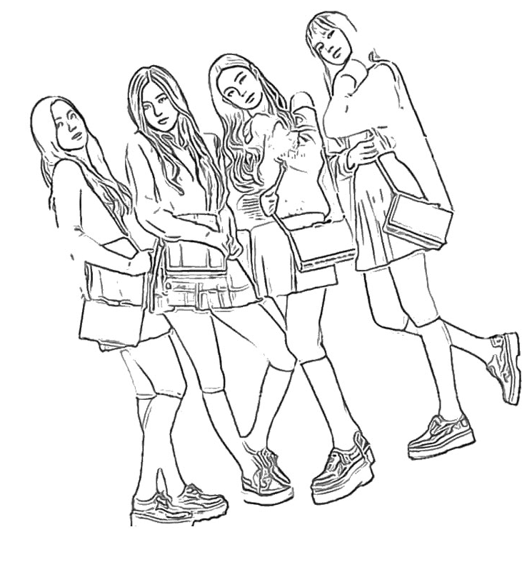 Cute blackpink music group coloring pages