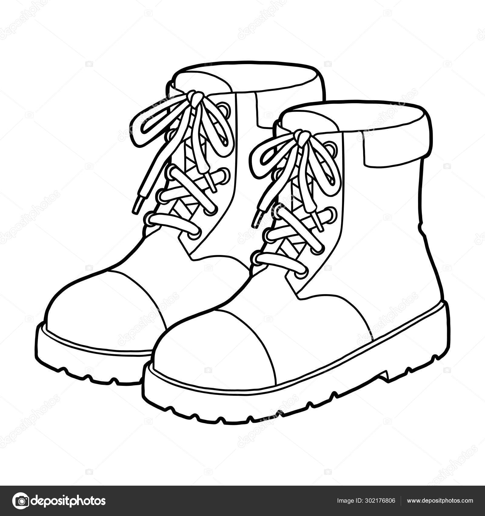 Libro para colorear colecciãn de zapatos de dibujos animados botas marrones vector de stock por ksenyasavva