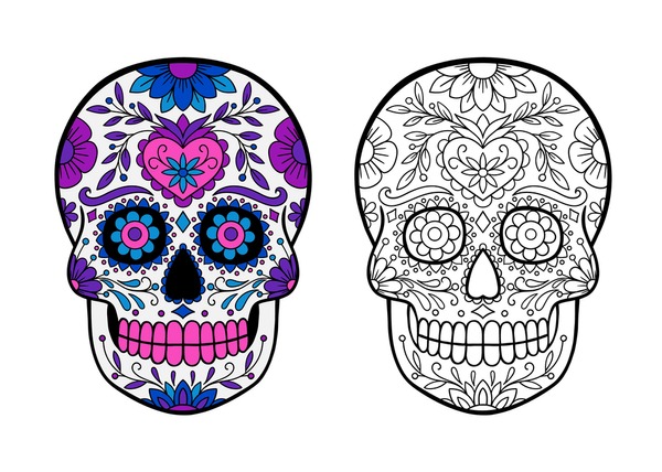 Imãgenes fotos de stock objetos en d y vectores sobre day of the dead skull coloring pages