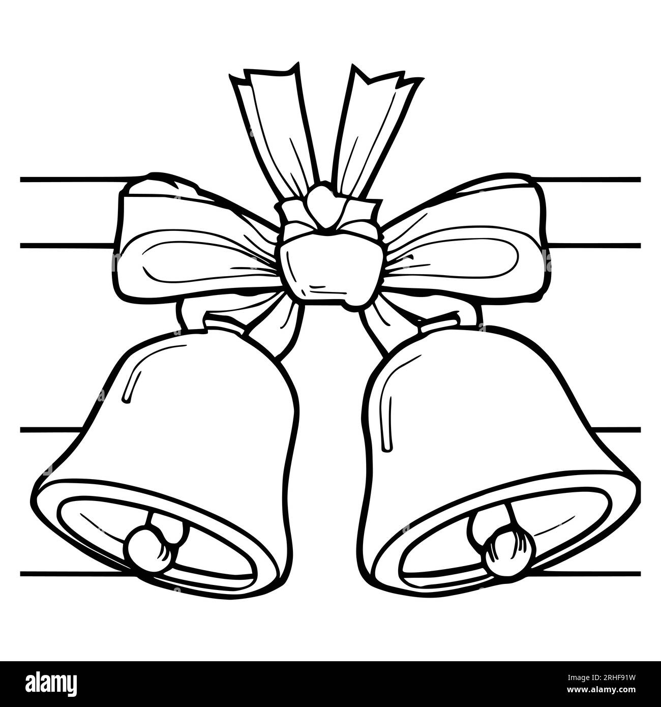 Campanas con cinta para colorear pãginas de dibujo para niãos imagen vector de stock