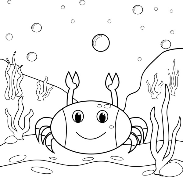 Crab coloring page mãs de vectores de stock y arte vectorial con licencia libres de regalãas