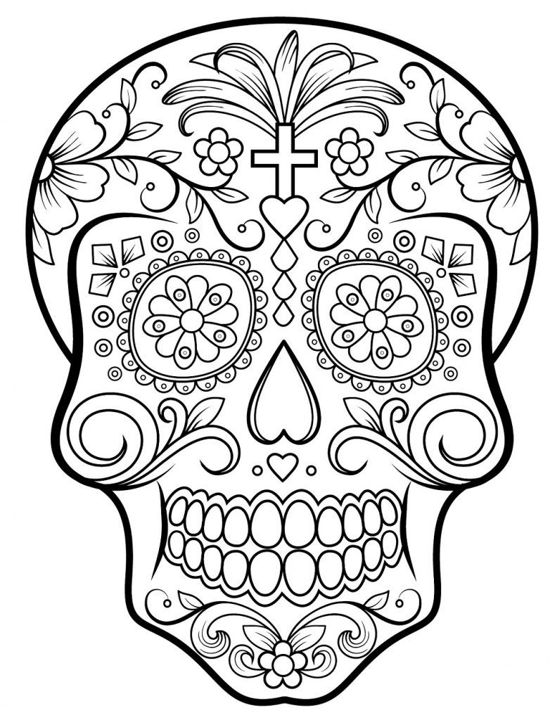 Colecciãn de plantillas de catrinas para colorear listas para descargar encontrarãs plantillas paraâ skull coloring pages sugar skull drawing coloring pages