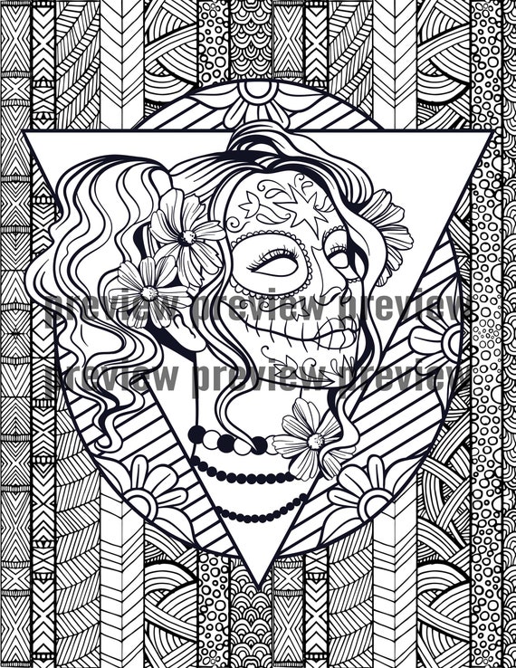 Dãa de los muertos adulto dibujos para colorear pack calavera calavera mexicana calavera catrina mujer imprimible print en casa