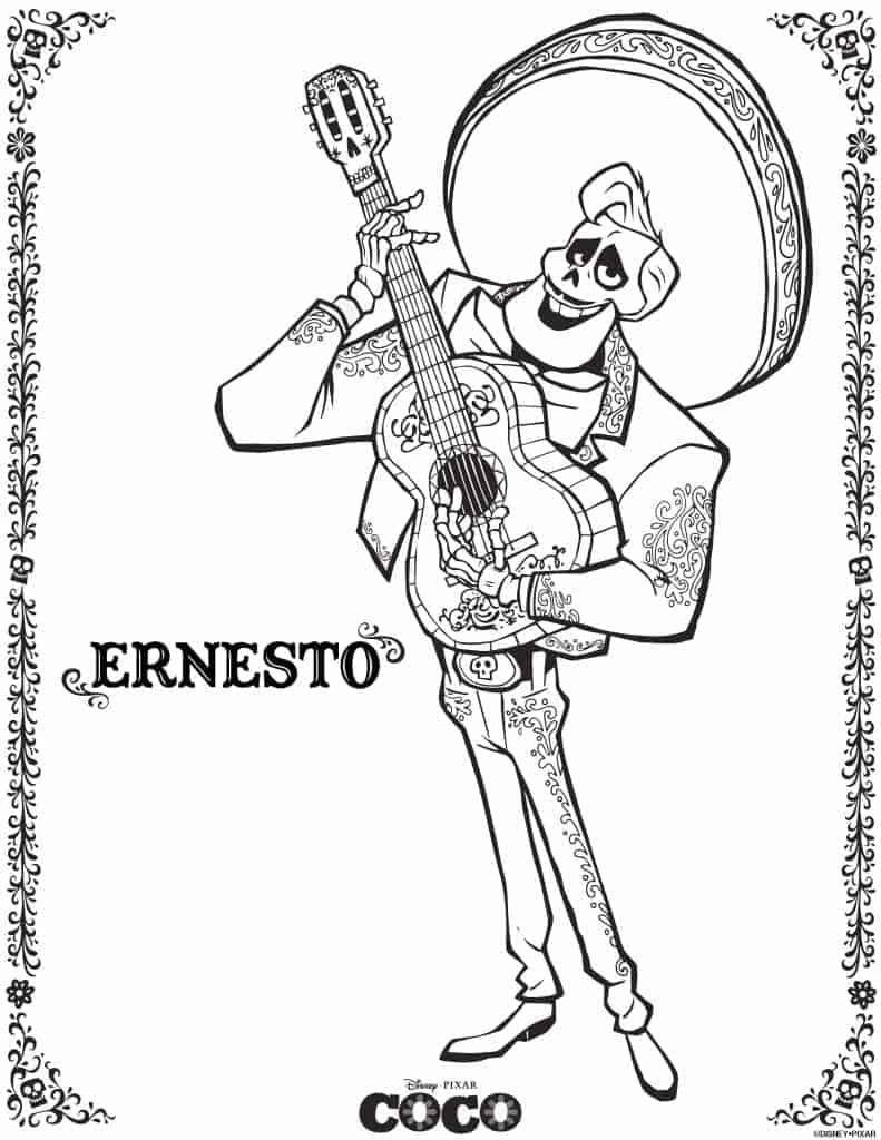 Free printable pixar coco coloring pages