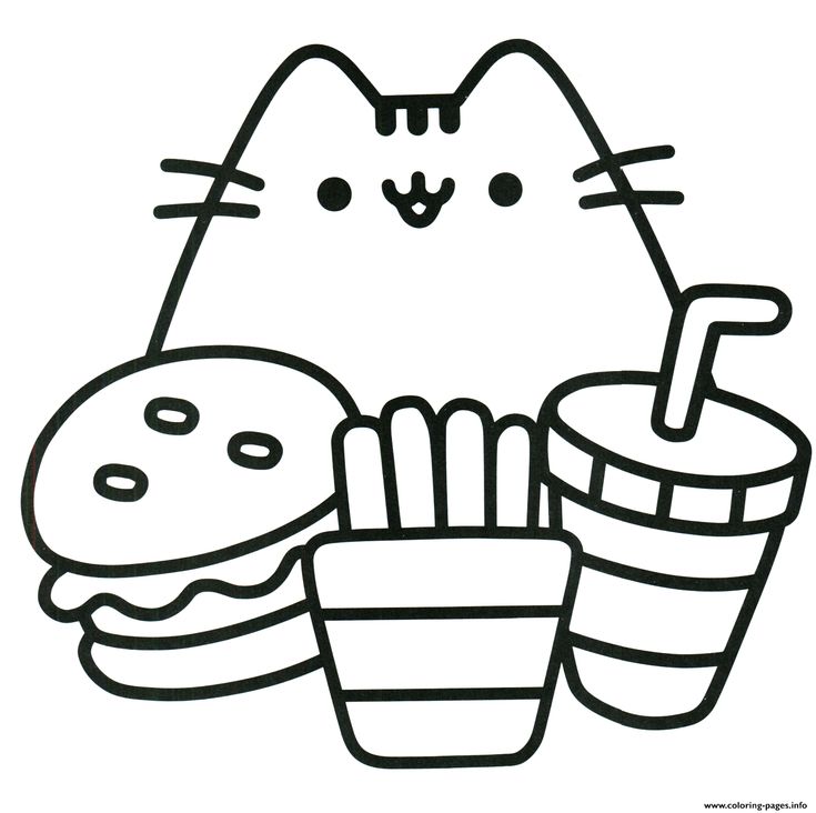 Print pusheen ready to eat food coloring pag disegni kawaii idee per disegnare disegni da colorare