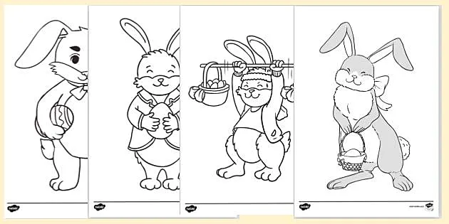 Dibujo del conejo de pascua para colorear teacher made