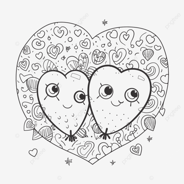 Dibujo de dos corazon para colorear pãginas y en un quema pãgina vector png dibujos dibujo del corazon dibujo de ala dibujo de corazon png y vector para dcargar gratis