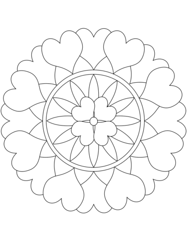 Dibujo de mandala con corazones para colorear dibujos para colorear imprimir gratis