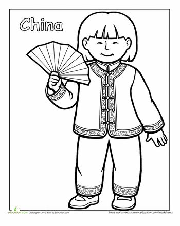 Multicultural coloring china worksheet education dance coloring pages coloring pages detailed coloring pages