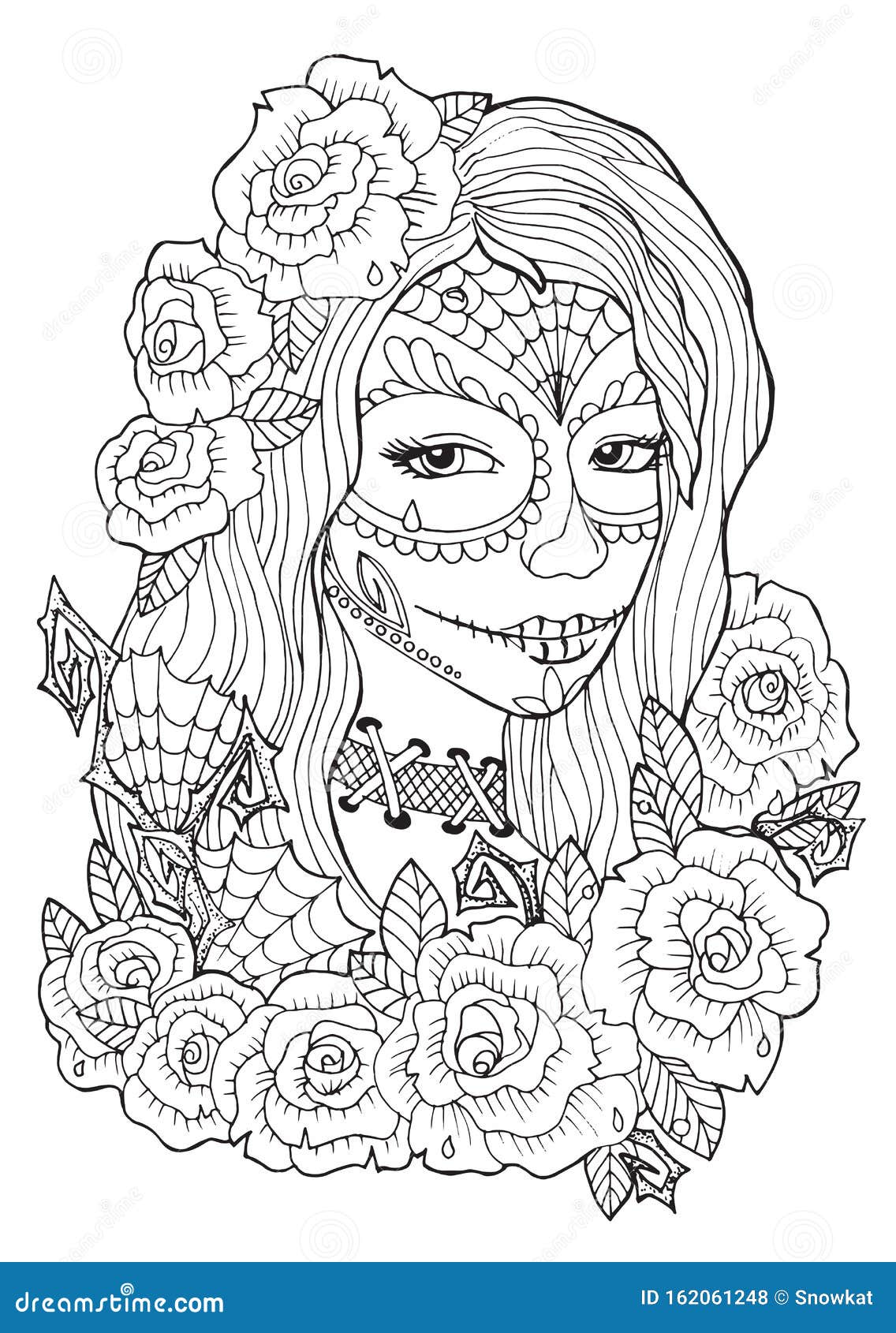 Dia de los muertos coloring stock illustrations â dia de los muertos coloring stock illustrations vectors clipart