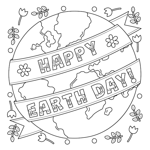 Premium vector happy earth day coloring page for kids