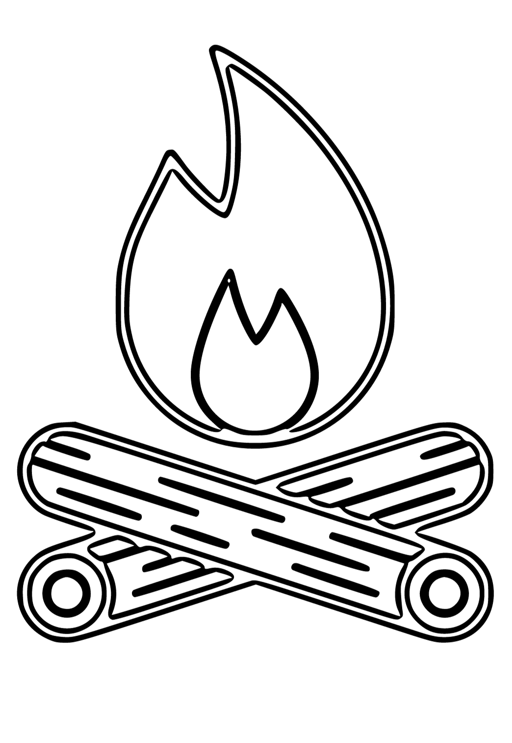 Free printable camp fire easy coloring page for adults and kids