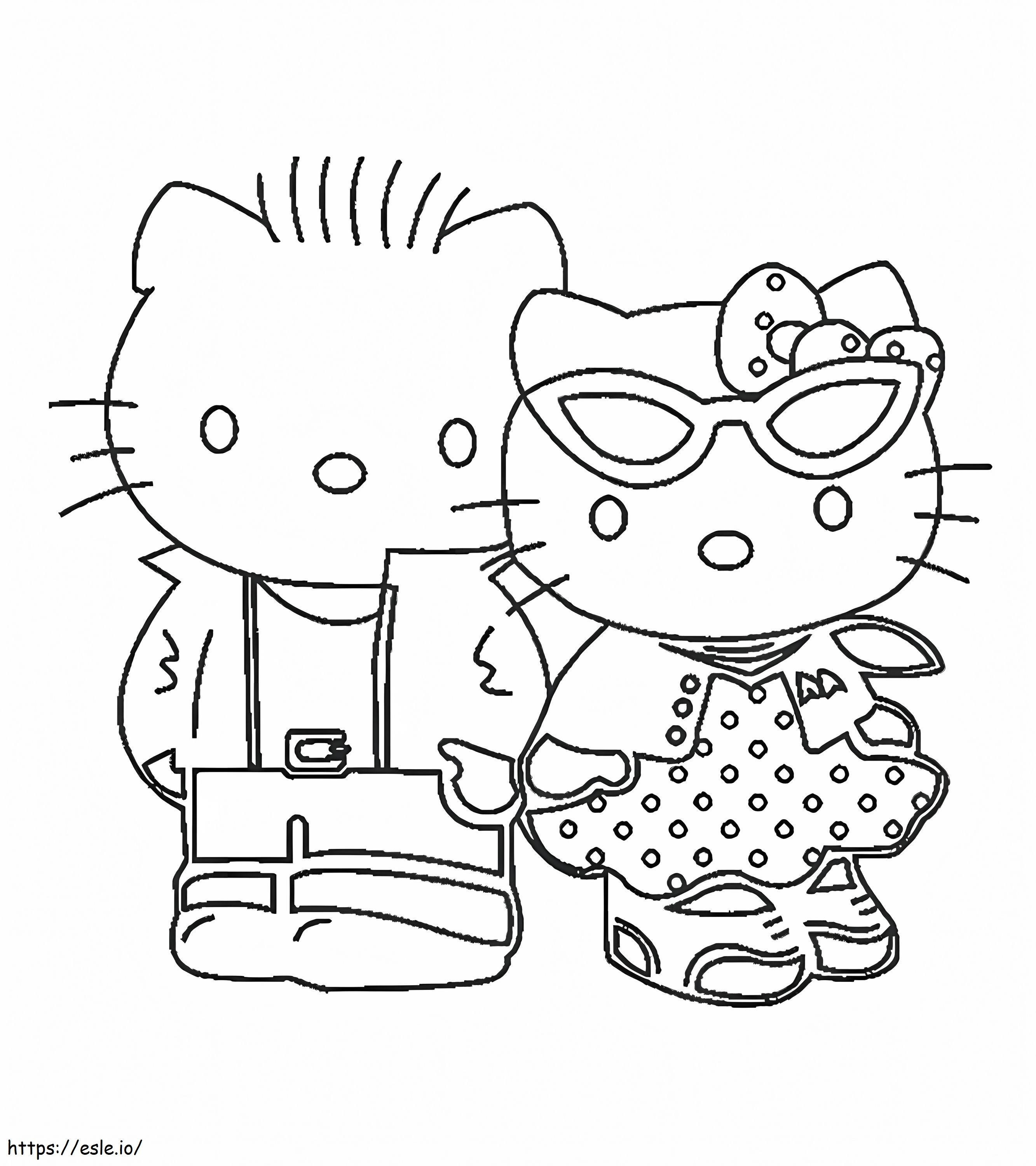 Great hello kitty with a friend coloring page