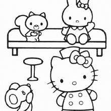 Hello kitty at home coloring pages