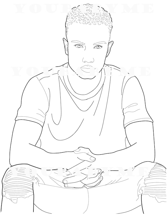 Dibujo para colorear de hombre joven enfocado dibujo para colorear de hombre negro dibujo para colorear dibujo para colorear afroamericano hoja a color