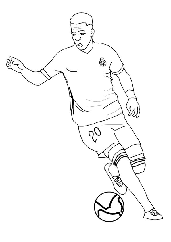 Dibujo de vinicus junior para colorear dibujo para imprimir del jugador de fãºtbol brasileão del real madrid vinâ futbol para colorear dibujos de futbol futbol