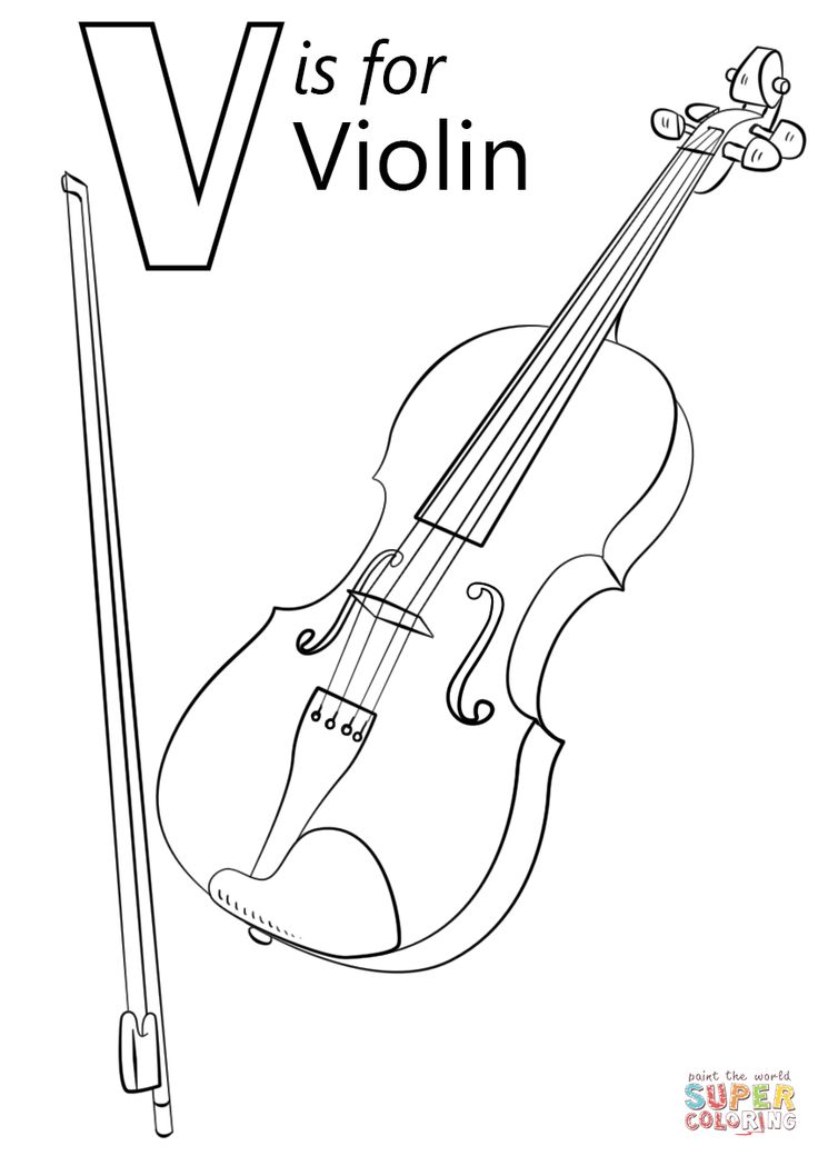 V is for violin coloring page free printable coloring pag prchool coloring pag kindergarten coloring pag abc coloring pag