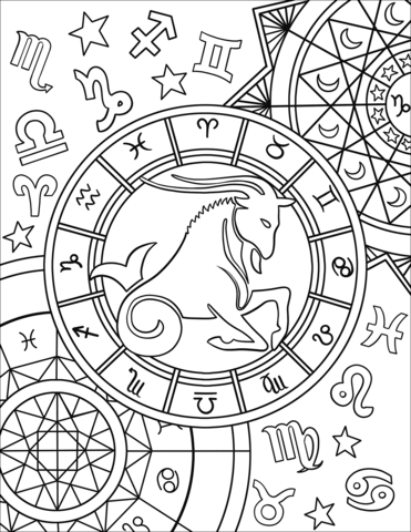 Dibujo de signo del zodiaco capricornio para colorear dibujos para colorear imprimir gratis