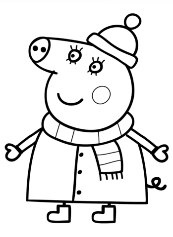 Mommy pig in winter suit coloring page free printable coloring pages