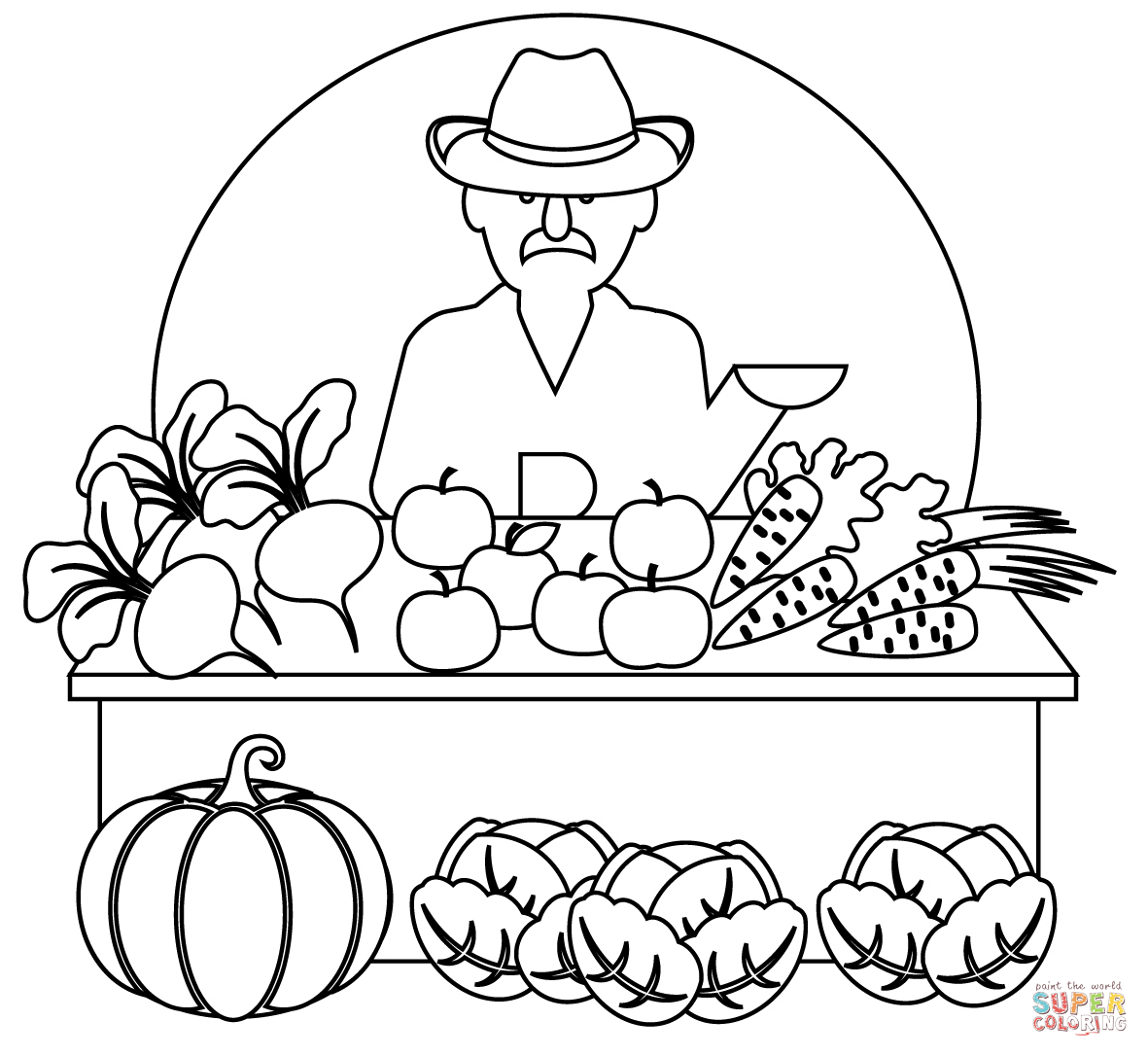 Dibujo de mercado de agricultores para colorear dibujos para colorear imprimir gratis