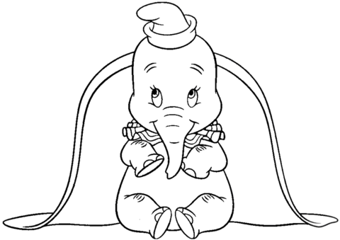 Big ears dumbo coloring page free printable coloring pages