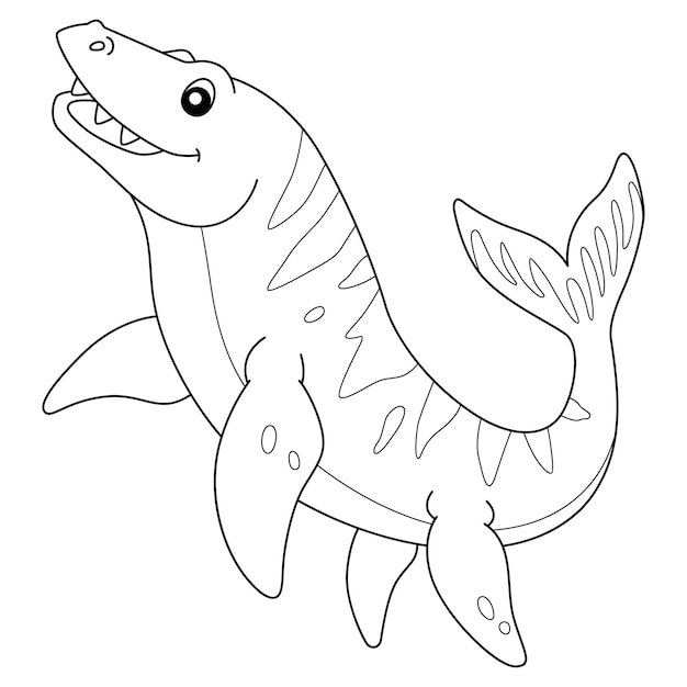 Premium vector mosasaurus coloring isolated page for kids