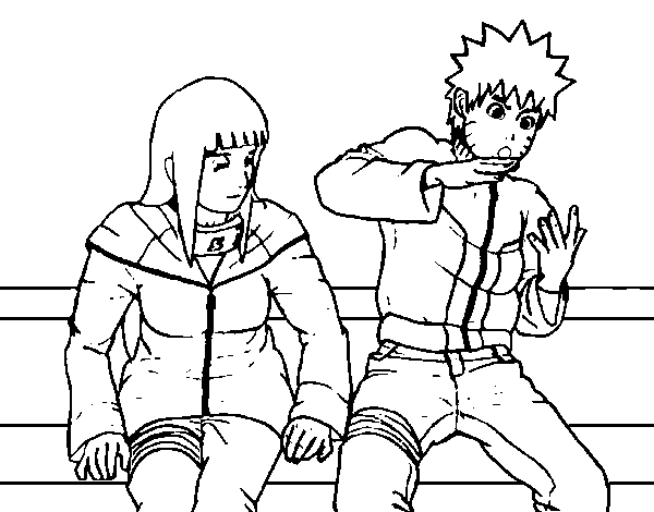 Dibujo de hinata y naruto para colorear