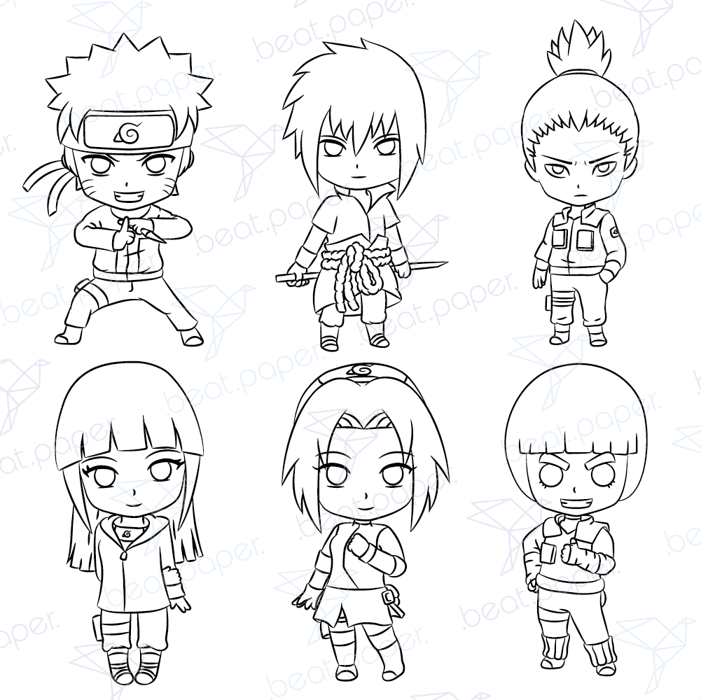 Sellos digitales para colorear naruto y amigos beatpaper