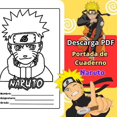 Portada de cuaderno de naruto para colorear