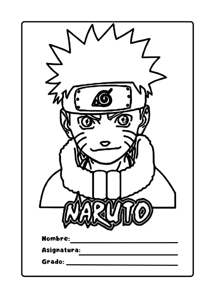 Portada de cuaderno de naruto para colorear