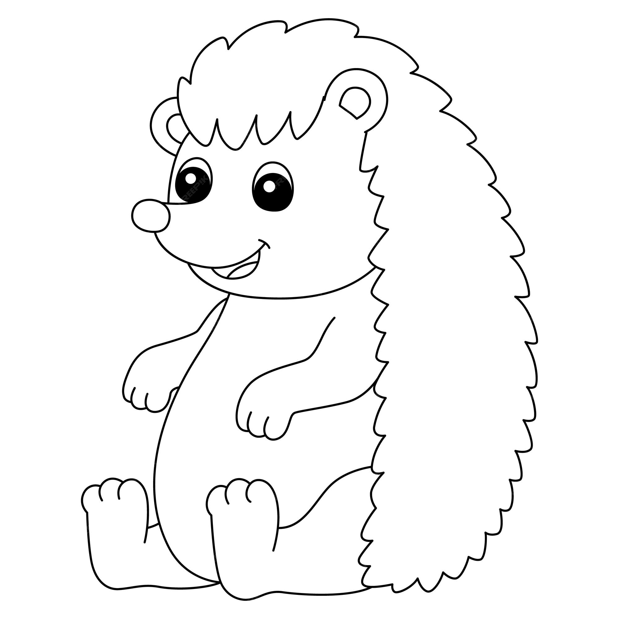 Premium vector a cute and funny coloring page of a hedgehog farm animal provides hours of coloring fun for children to color this page is very easy suitable for little kids