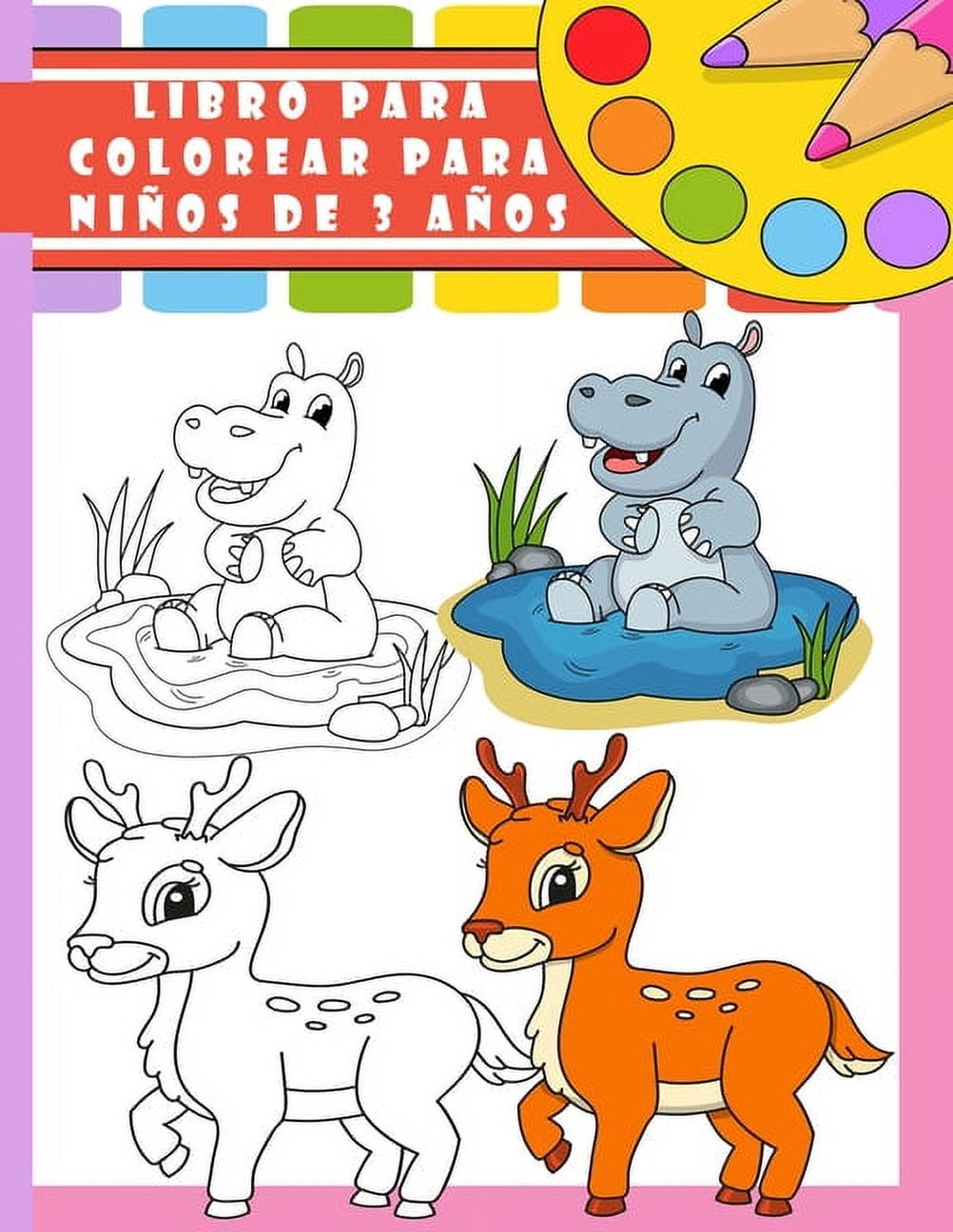 Libro para colorear para niãos de aãos libro de dibujo fãcil para nião y niãa libro de colorear para niãos de a aãoscuadernos para colorear animales paperback