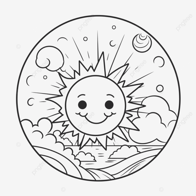 Dibujo de pãgina para colorear niãos un bozo sol vector png dibujos dibujo del sol dibujo de ala dibujo de anillo png y vector para dcargar gratis