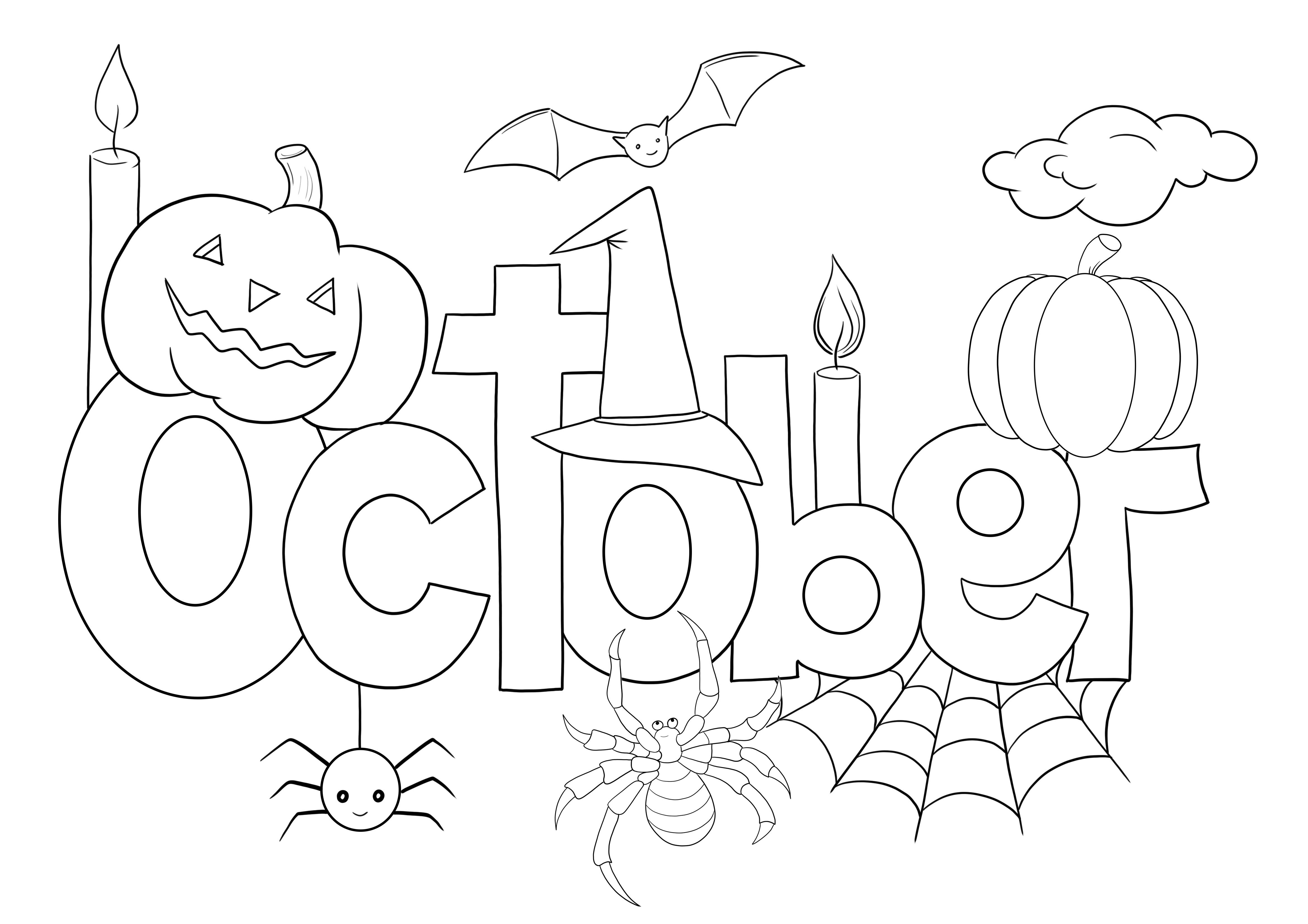 Dibujo para colorear de octubre gratis para descargar y colorear