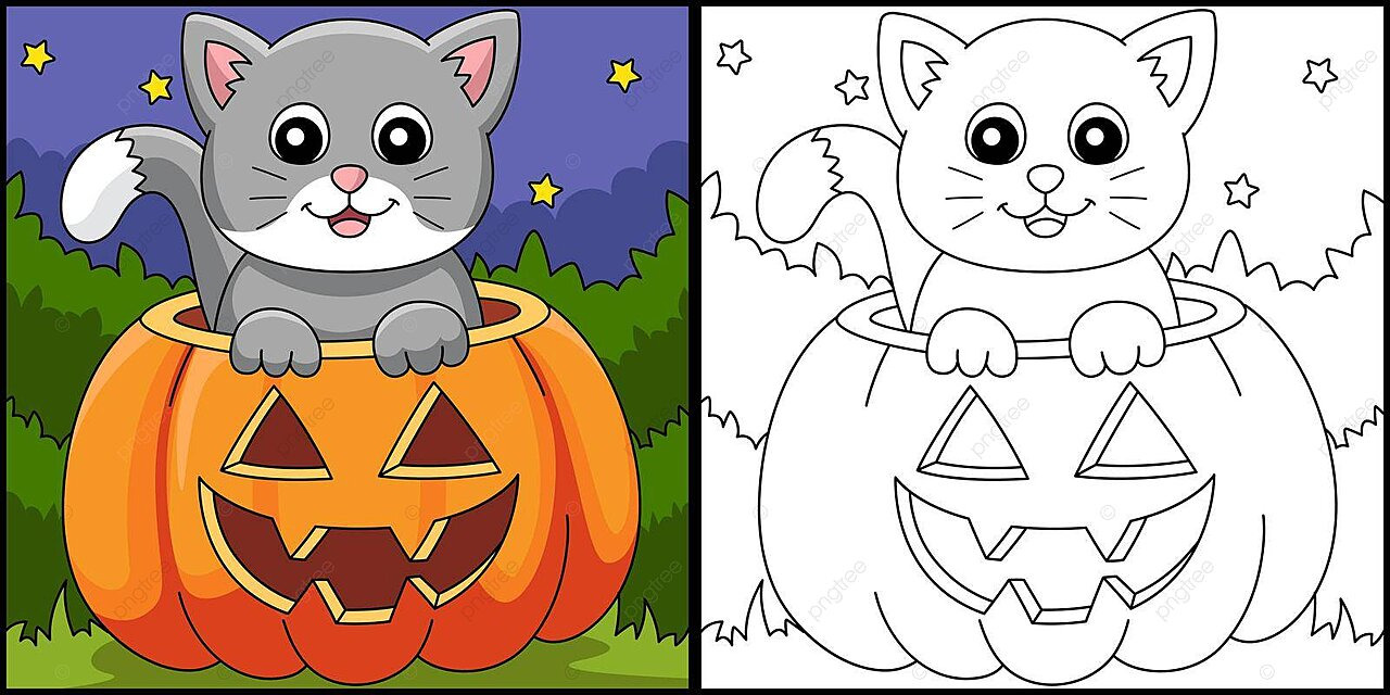 Dibujo de calabaza gato halloween para colorear pãgina ilustraciãn octubre lãnea color vector png dibujos dibujo de gato dibujo de calabaza dibujo de halloween png y vector para dcargar gratis