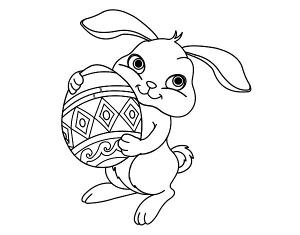 Dibujo de conejo con huevo de pascua para colorear pascua para colorear pãginas para colorear de pascua conejo de pascua