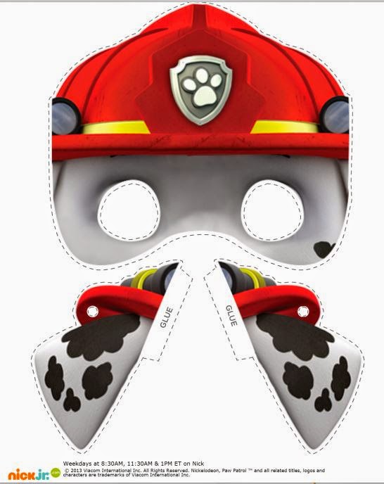 Paw patrol free printable masks and ears