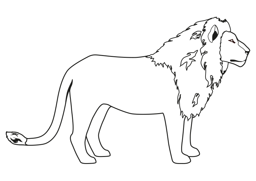 Dibujo de un leãn de perfil para colorear a side view of a lion coloring page