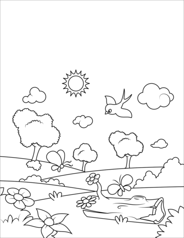 Blossoming spring coloring page free printable coloring pages