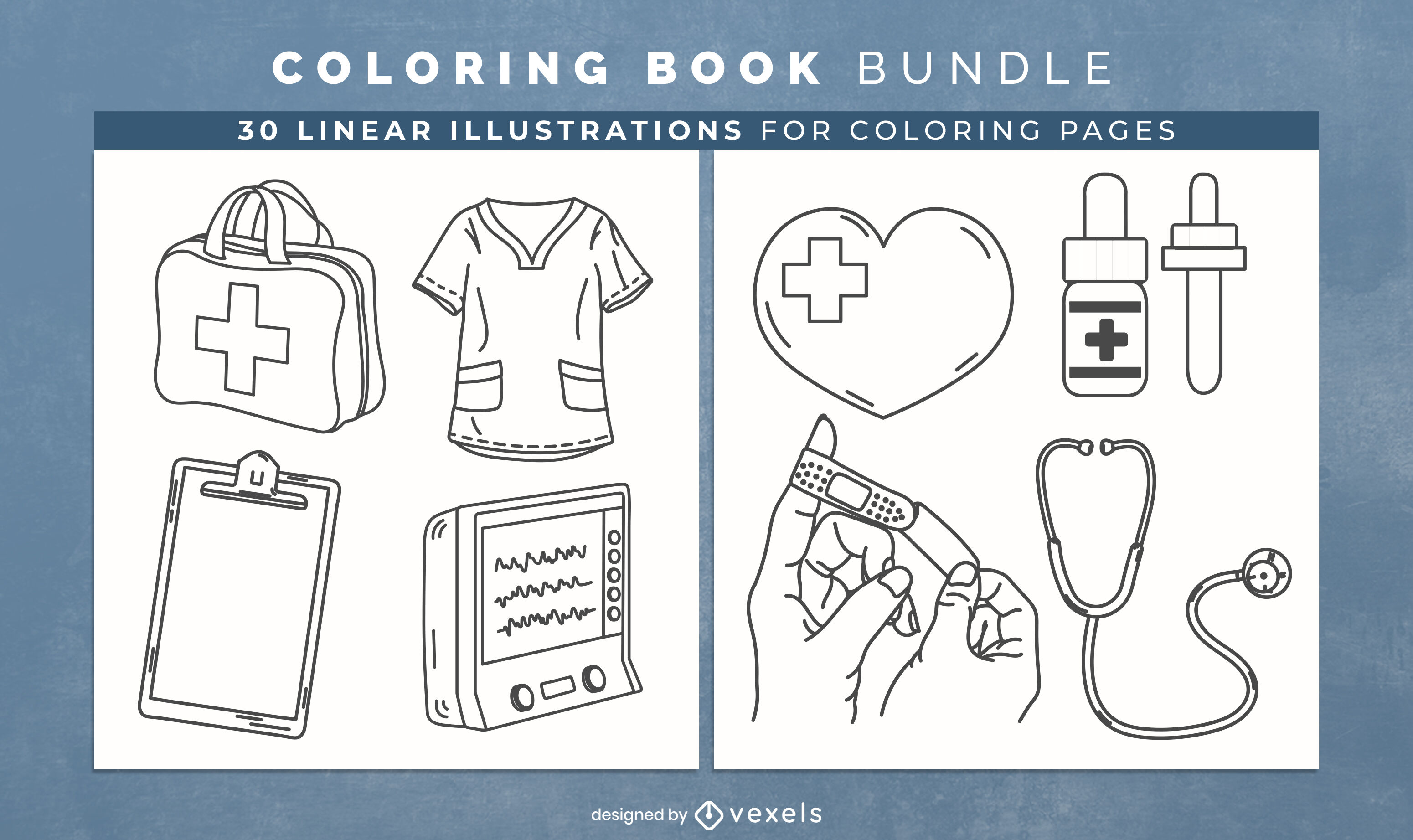 Health care coloring book design pages vector download