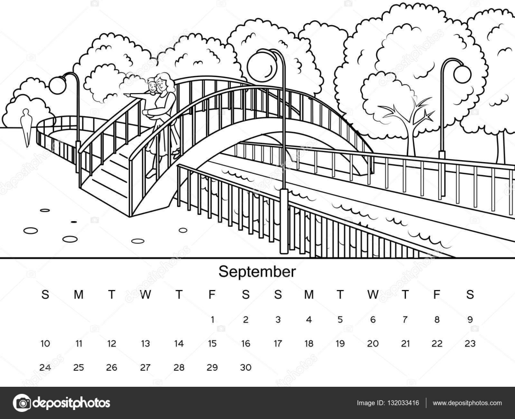 Calendario con ilustraciãn de vectores de libros para colorear vector de stock por alexanderpokusay