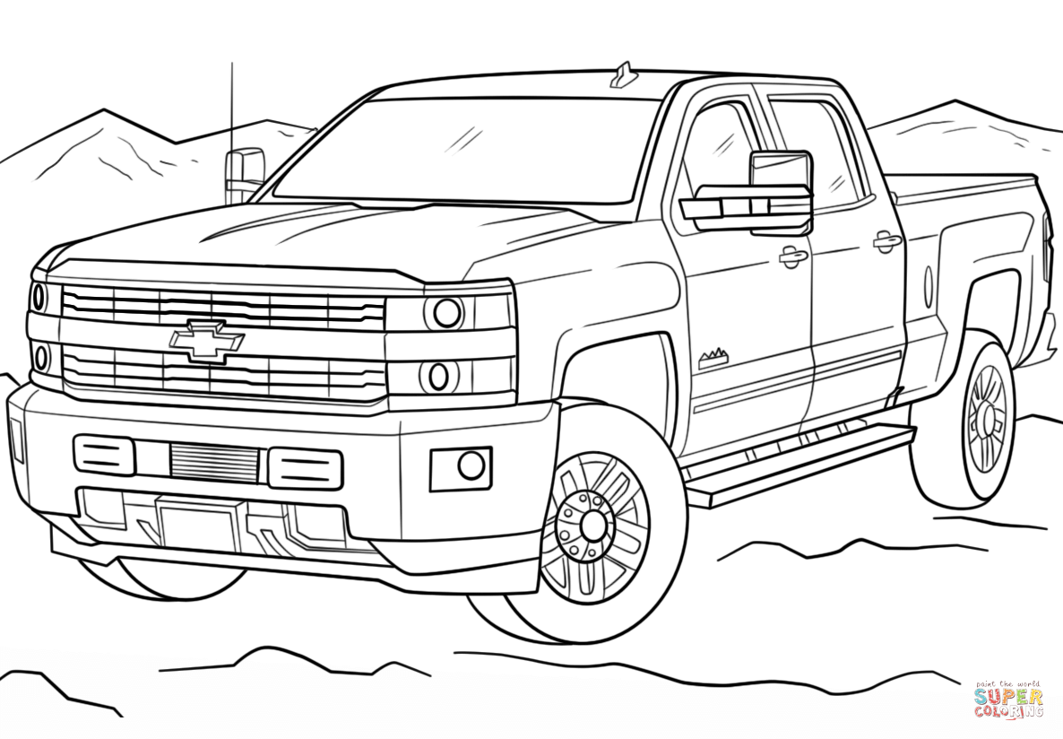 Chevrolet silverado hd high country coloring page free printable coloring pages
