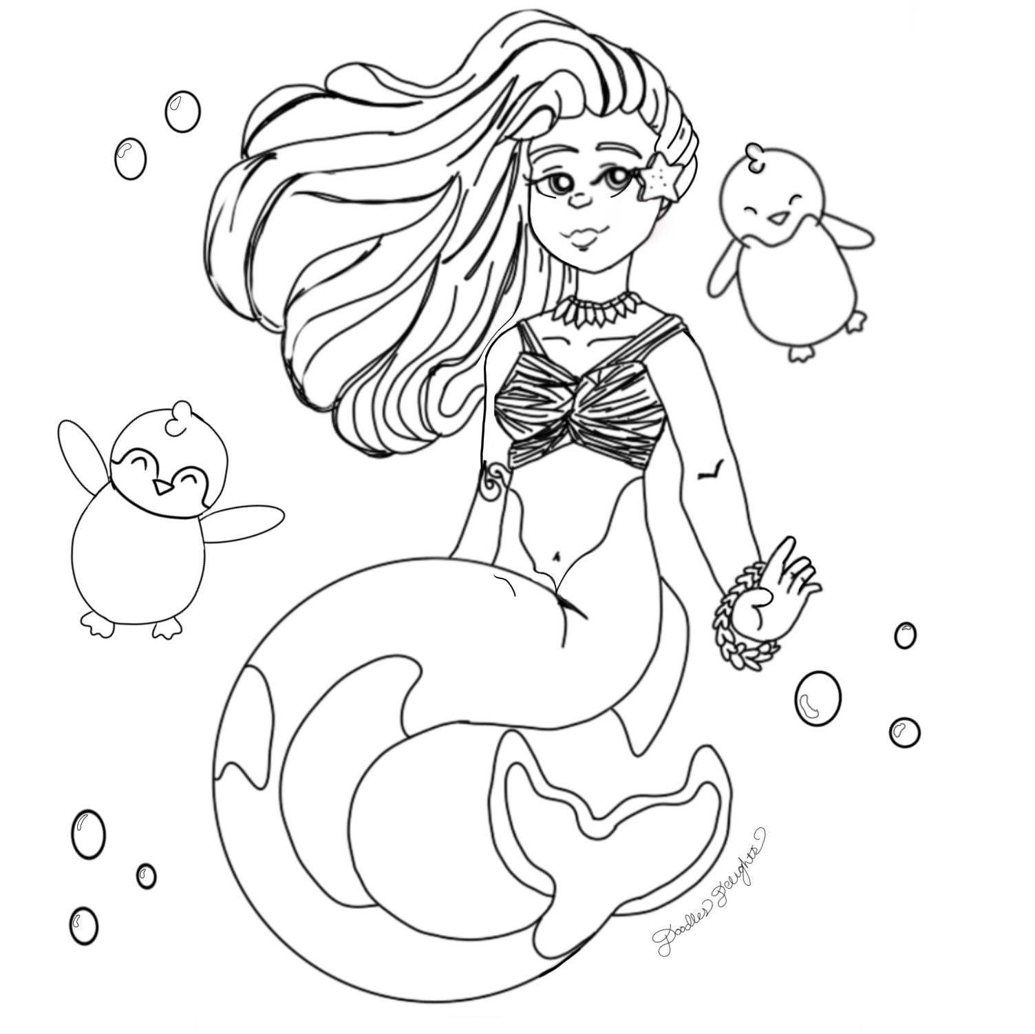 Artic mermaid coloring page pdf