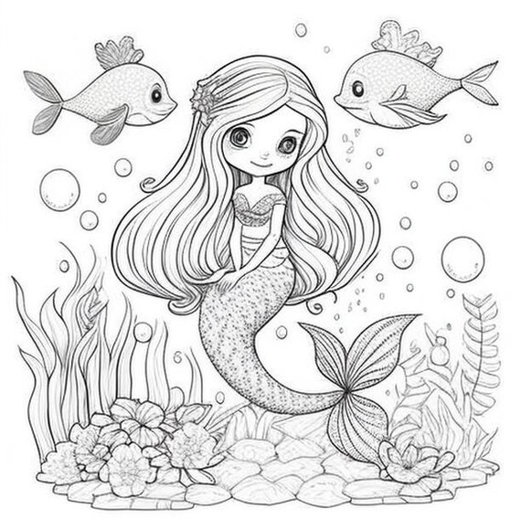 About mermaid coloring pages for girls graphic