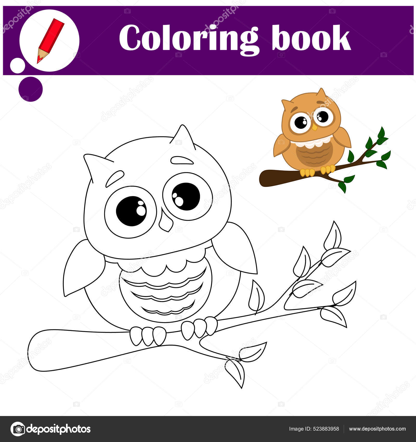 Niãos colorear libros aprendiendo hojas trabajo jardãn infantes lindo bãºho vector de stock por podkovkaforever