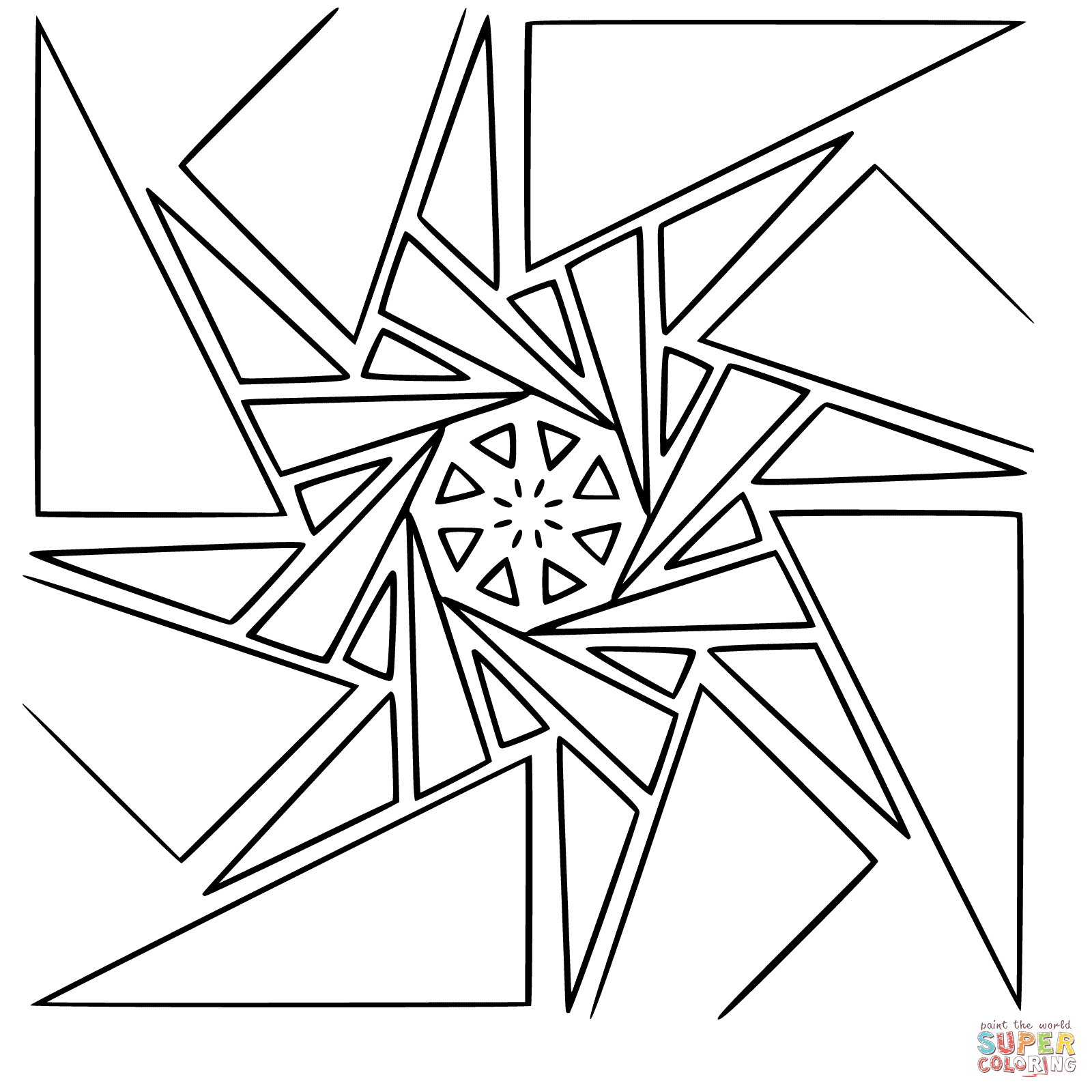 Dibujo de mandala geomãtrico triãngulos para colorear dibujos para colorear imprimir gratis