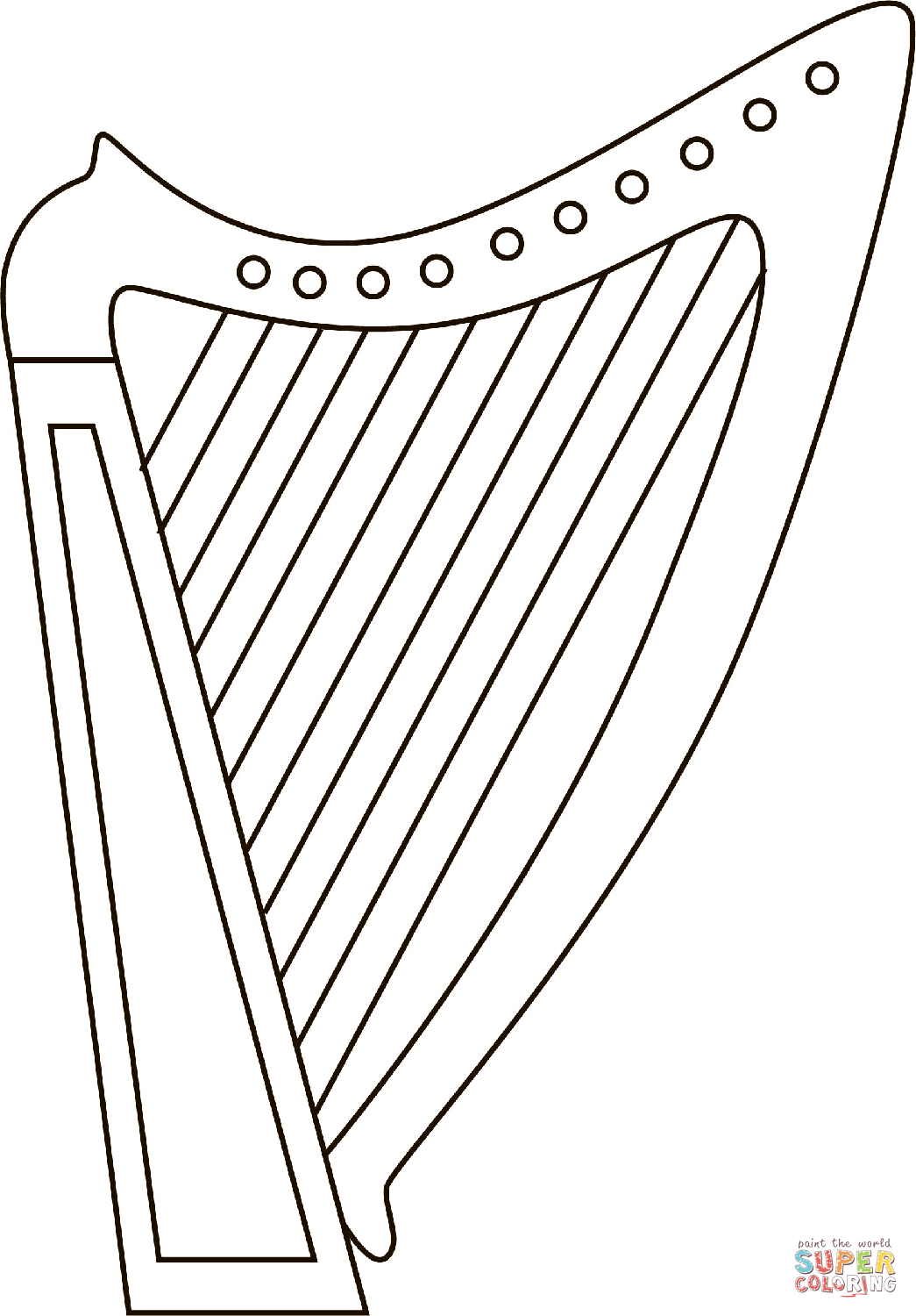 Celtic harp coloring page free printable coloring pages
