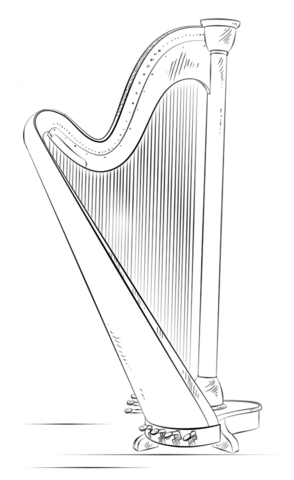 Harp coloring page free printable coloring pages